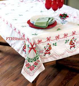 Bucilla Stamped Cross Stitch Holiday Tidings Tablecloth  