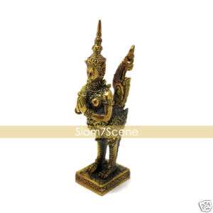Thai Kinnaree Sawasdee brass Angel Buddha charm statue  