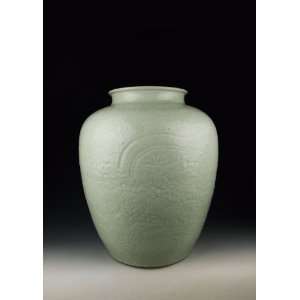 one Bean Light Green Glaze Porcelain Pot With Dragon 