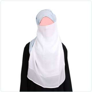 White Half niqab veil burqa islamic clothes hijab hajj  