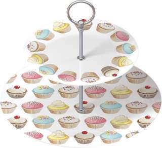   FANCIES Cup Cakes 2 TIER Porcelan CAKE STAND Plate VINTAGE INSPIRED