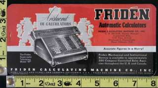 Vintage Friden Automatic Calculators 3 Page Ink Blotter  