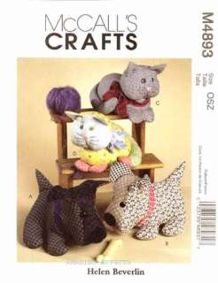 McCalls Pattern M4893 Stuffed calico animals Dog Cat pets 4893 toys 