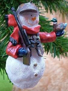 Snowman Hunter Gun Camoflage Binoculars Duck Ornament  