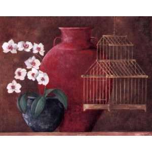  Orchids And Bird Cage I by L. Morales. Size 19.75 inches 