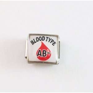 Blood Type AB   Negative Medical Italian Charm for Bracelet Square