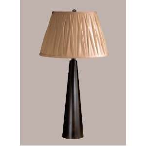   Pascal 1 Light Table Lamp, Brown Wood, Silk Fabric Fabric Shade, B9229