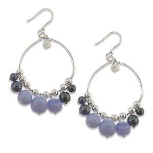  Mila Ladies Earrings in White 925 Silver with Blue Chalcedony 