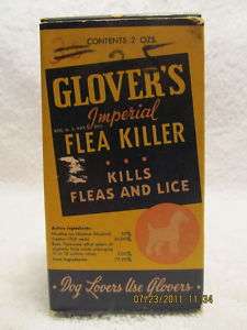 1940 Box of Glovers Flea Killer for Dogs Cats Poultry  