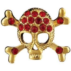   Gold Red Rhinestone Skull Brooches And Pins Pugster Jewelry