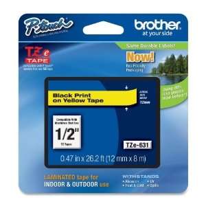 Brother P Touch PT 9500PC Label Tape (OEM) 0.47 Black Print on Yellow