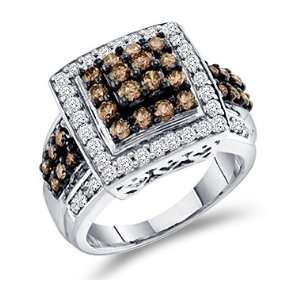 Champagne Brown Diamond Ring 10k White Gold Anniversary (1 