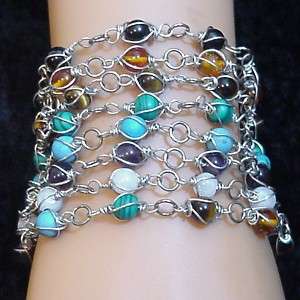Chakra Wire wrapped Gems Bracelet Wicca Metaphysical  