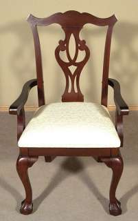 Set 8 Solid Dark Cherry Chippendale Cream Dining Chairs kdch001s8 