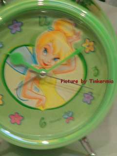 TINKER BELL RETIRED MINTY GREEN DOUBLE BELL ALARM CLOCK*