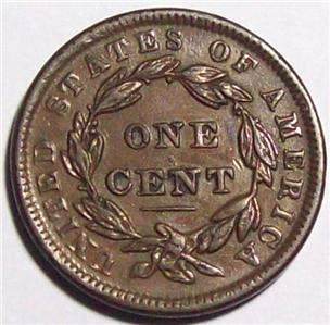   /CORONET Head MODIFIED Large Cent ~Original NICE AU+ ~U.S. Early COIN