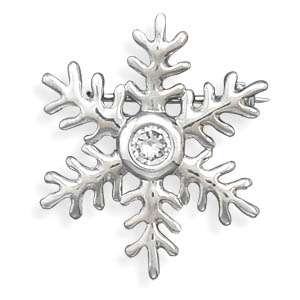   Silver Snowflake CZ Pin Brooch Winter Christmas Holiday  