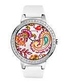  GUESS Watch, Womens Paisley Dial Leather Strap 