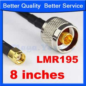 20cm N male to RP SMA plug Coaxial Pigtail Cable LMR195  