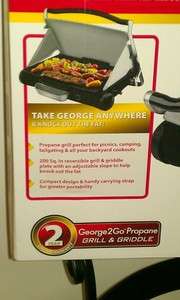 Brand New George Foreman GP200 Portable George 2Go Propane BBQ Grill 