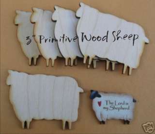 WOOD 3 Primitive Sheep U Paint Country craft Ornaments  