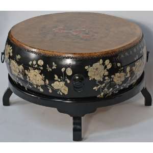 BK0084Y Chinese Drum Coffee Table with Stand, Contemporary, China, Elm 