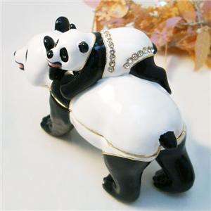 Panda Family Bejeweled Trinket Box w/ Swarovski Crystal  
