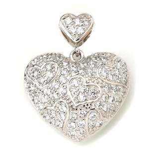 925 STERLING SILVER CUBIC ZIRCONIA HEART LOVER PENDANT  