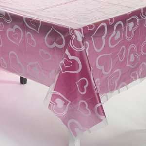  Clear Heart Print Table Cover   Tableware & Table Covers 