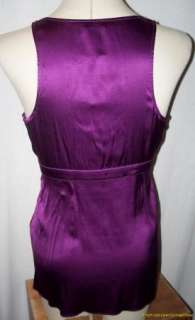 Gorgeous Express Top L Purple Slvless SILK Bling NWT  