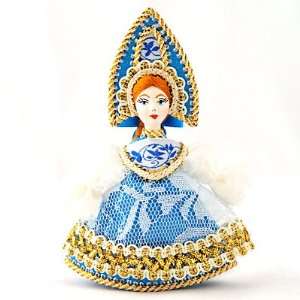   TREE ORNAMENT. Gzhel Snow Maiden Collectible Doll 