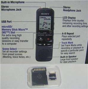 2GB SONY Digital Voice Recorder with 16GB micro SD Card   record over 