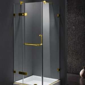   Brass Shower Enclosures 32 x 32 Frameless Clear Glass Corner Show