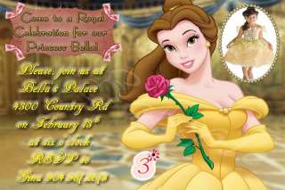 Princess Belle Custom Birthday Invitations YOU PRINT  