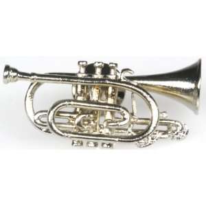  Harmony Jewelry Cornet Pin   Silver Musical Instruments