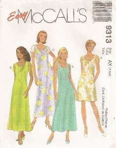 9313 McCalls Pattern, Misses Dress, 2 Lengths, SZ 4 8, Easy  