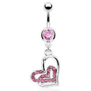 Dangling Loop Heart Sexy Belly Button Navel Ring Dangle Jewelry with 