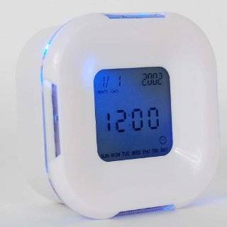 Desktop Cube Digital Alarm Clock Thermometer White