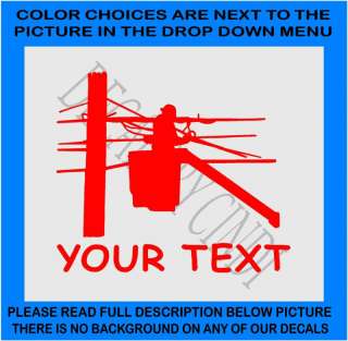 ELECTRICAL LINEMAN CABLE DECAL VINYL JOB YOUR TEXT 1030  