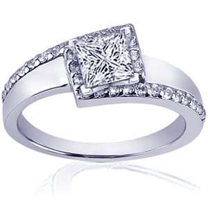  .90 Ct Princess Cut Halo Diamond Engagement Ring Pave VS1 
