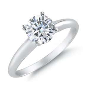  1/2 CT Diamond Solitaire Ring 14K White Gold (SI1 SI2 