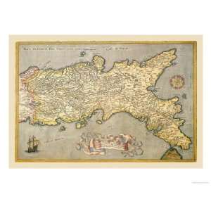   Italy Giclee Poster Print by Abraham Ortelius, 24x18