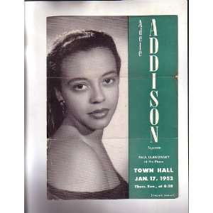  Adele Addison Soprano  Handbill NYC Town Hall 1952 