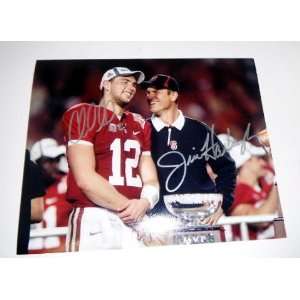 Andrew Luck & Jim Harbaugh Stanford University Autographed Hand Signed 
