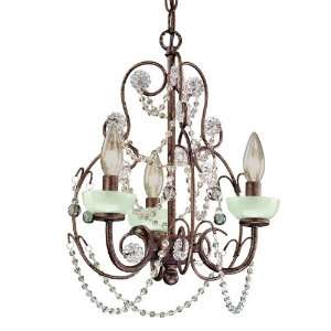  Laura Ashley MAME0366 Aimee 3 Light Mini Chandelier, Mint Green 