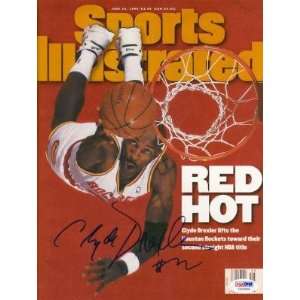 Clyde Drexler Signed Rockets Sports Illustrated Psa/dna   Autographed 
