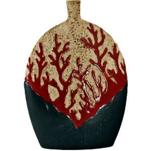  Coral Brown Black Ceramic Vase