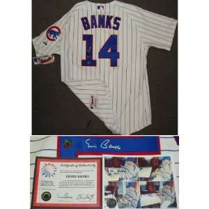 Ernie Banks Signed Cubs Majestic Auth. Jersey