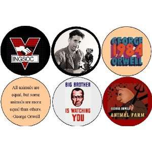 Set of 6 GEORGE ORWELL 1.25 MAGNETS Eric Arthur Blair 1984 Animal 