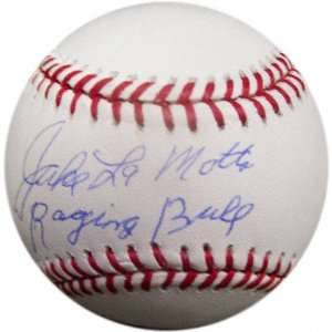 Jake LaMotta Autographed Baseball with Raging Bull Inscription